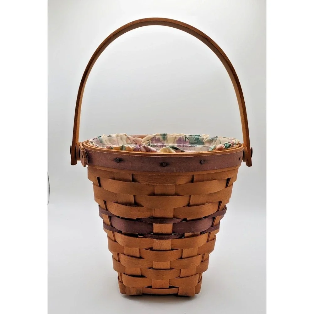 Longaberger 1994 Lilac Handled Basket w/Fabric Liner & Protector 6.5